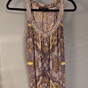 INC International Concepts Gray and Yellow Paisley Blouse